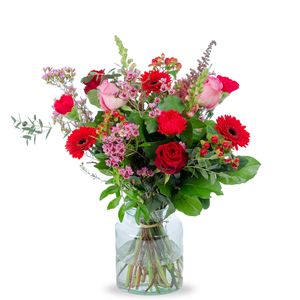 Boeket roze en rood