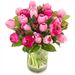 Bouquet of pink tulips and ranunculus