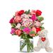 Beautiful pink flowers with teddybear