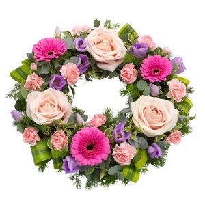 Pink funeral wreath