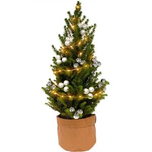 Mini Weihnachtsbaum silber + gratis braune Tasche