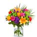 Strahlender Blumenstrauß mit Vase