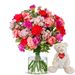 Beautiful pink flowers with teddybear