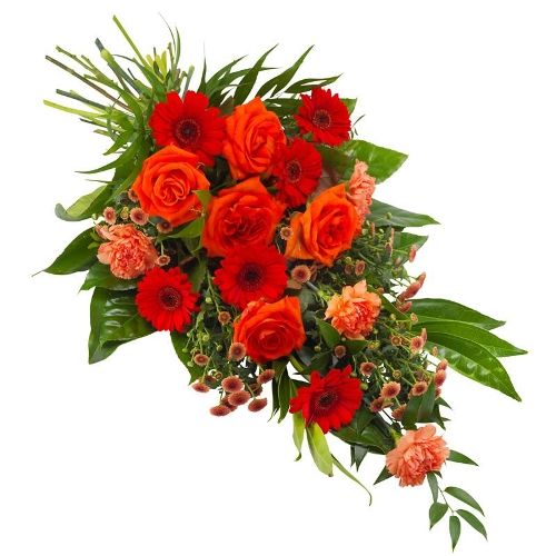 Orange funeral bouquet