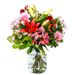 Pink and red bouquet with vase