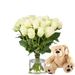 White roses + free bear