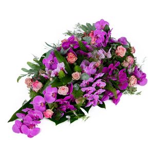 Purple / pink funeral arrangement orchid