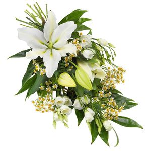 Funeral bouquet with white lilies