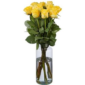 10 roses jaunes de première qualité