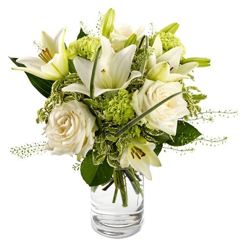 Bouquet in white, green and lime green