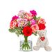 Beautiful pink flowers with teddybear