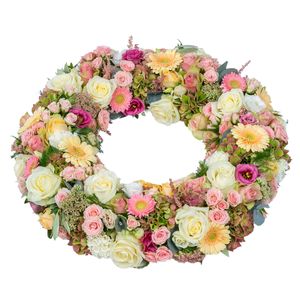 Cream pink funeral wreath