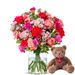 Rosa Blumenstrauß + Teddybär