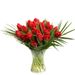 25 red tulips with green