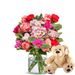 Mooi roze bloemen met beer