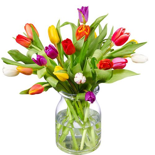 Bouquet de tulipes mélangées colorées