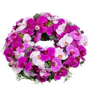 Purple pink funeral wreath