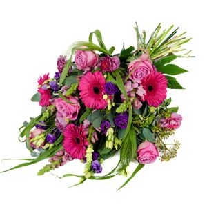 Funeral bouquet in pink tones