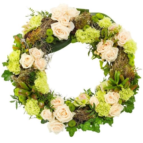 Green-white mourning wreath