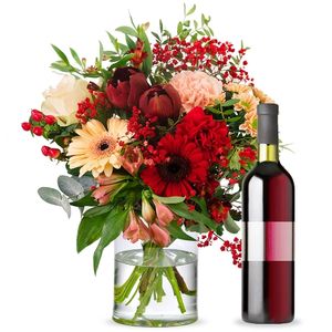 Beautiful winter bouquet + free red wine