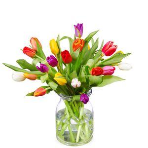 Colorful mixed tulip bouquet