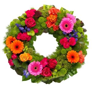 Funeral wreath in mixed colors