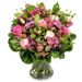 Pink bouquet with various types of green