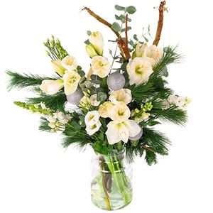 Soft White Christmas Picking Bouquet with Amaryllis