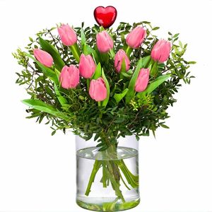 Liebevolle Rosa Tulpen - mit Herz