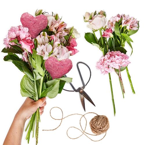 Roze valentijnsboeket creatie bloemist