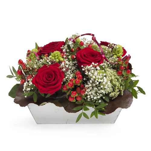 Low red flower arrangement