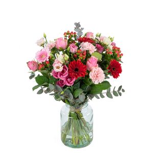 Boeket roze, wit en rood