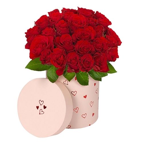 30 rode rozen in hoedendoos love