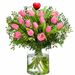 Liefdevolle roze tulpen - met hart