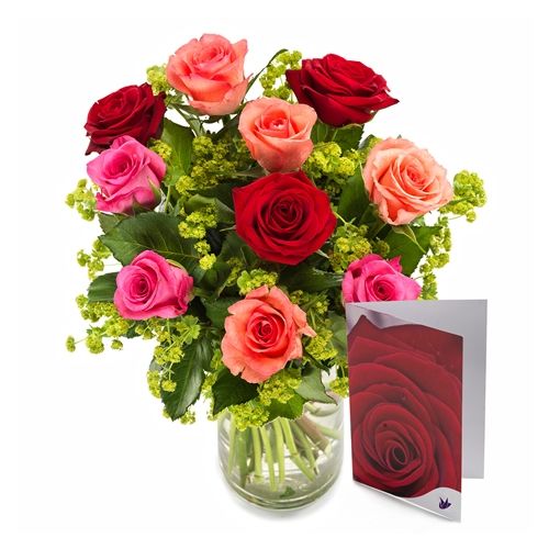Roses bouquet with card
