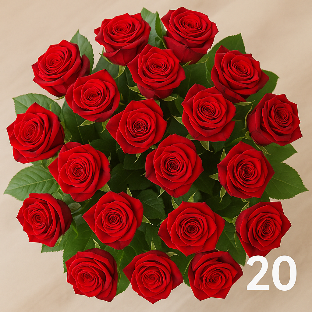 Boeket met geteld aantal rozen als voorbeeld voor zelf samenstellen