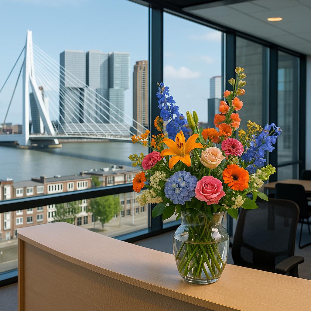 Lokale bloemist overhandigt een verjaardagsboeket bij de voordeur – Regiobloemist Verjaardagsservice